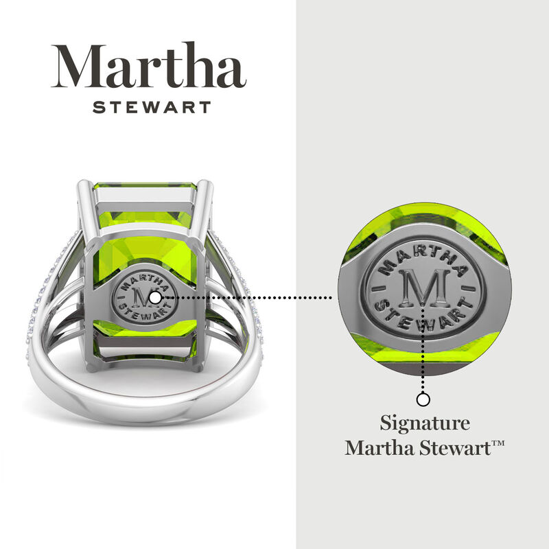 Martha Stewart 10 1/4ctw. Emerald Cut Peridot & Lab Grown Diamond Ring In Sterling Silver image number null